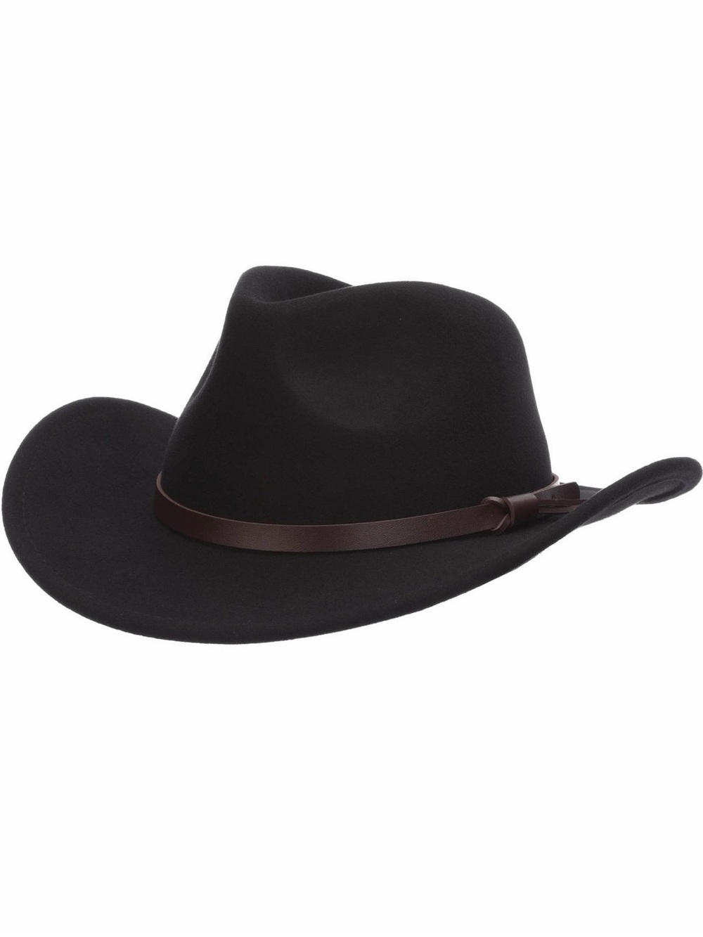 Black Cowboy Hat with Brown Leather Band